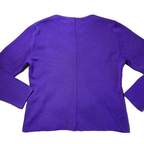 Italian Merino Wool Cardigan Sweater Womens Large Purple Buttons Sara Meghnagi - Picture 13 of 13